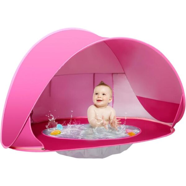 Monobeach Baby Beach Tent Pop Up Portable Shade Pool UV Protection Sun  Shelter for Infant(Pink Beach Tent)