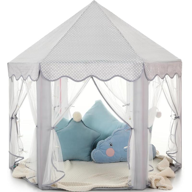 Monobeach Princess Tent Girls Large Playhouse Kids Castle Play Tent with  Star Lights Gift Toy for Children Indoor and Outdoor Games, 55'' x 53''  (DxH)